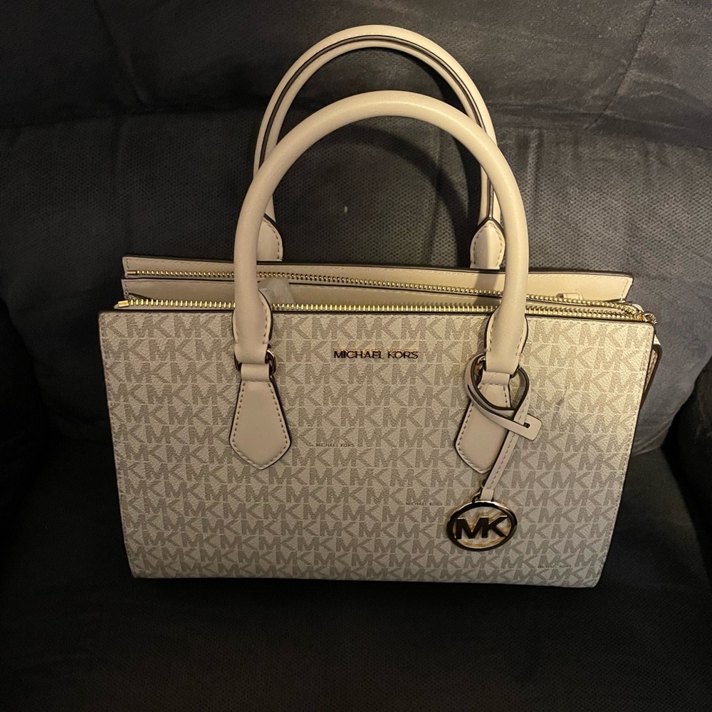 Michael Kors Gold and Cream Satchel.